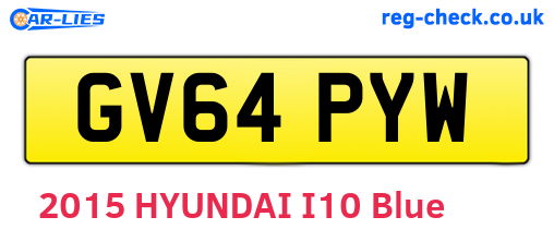 GV64PYW are the vehicle registration plates.