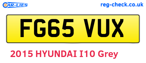FG65VUX are the vehicle registration plates.