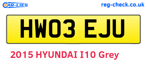 HW03EJU are the vehicle registration plates.