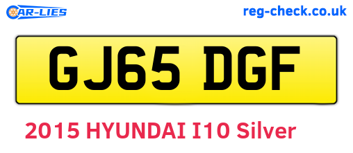 GJ65DGF are the vehicle registration plates.