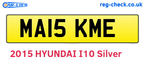 MA15KME are the vehicle registration plates.