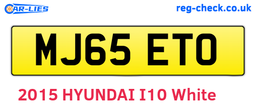 MJ65ETO are the vehicle registration plates.