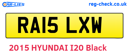 RA15LXW are the vehicle registration plates.