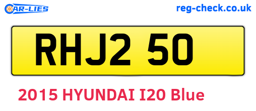 RHJ250 are the vehicle registration plates.