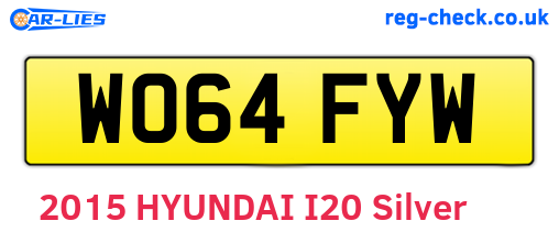 WO64FYW are the vehicle registration plates.