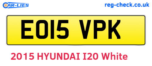 EO15VPK are the vehicle registration plates.