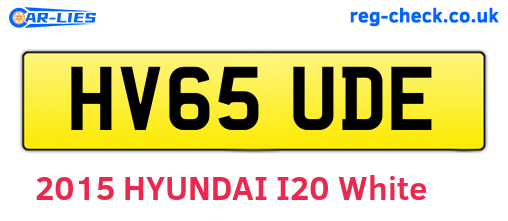 HV65UDE are the vehicle registration plates.