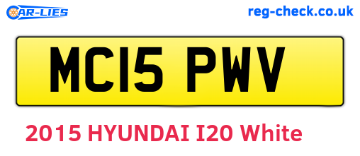 MC15PWV are the vehicle registration plates.