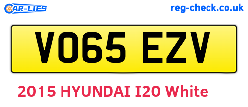 VO65EZV are the vehicle registration plates.