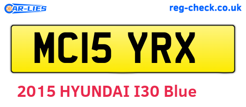 MC15YRX are the vehicle registration plates.