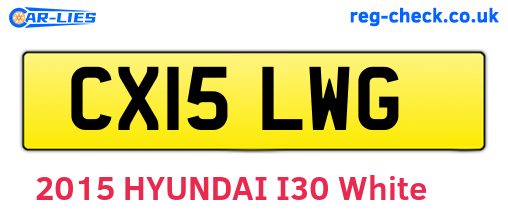 CX15LWG are the vehicle registration plates.