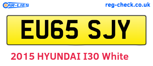 EU65SJY are the vehicle registration plates.