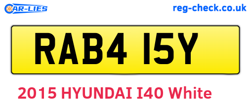RAB415Y are the vehicle registration plates.