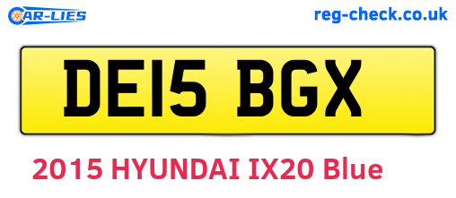 DE15BGX are the vehicle registration plates.