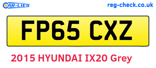 FP65CXZ are the vehicle registration plates.