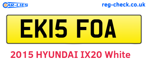 EK15FOA are the vehicle registration plates.