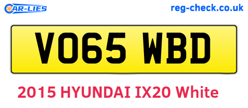VO65WBD are the vehicle registration plates.