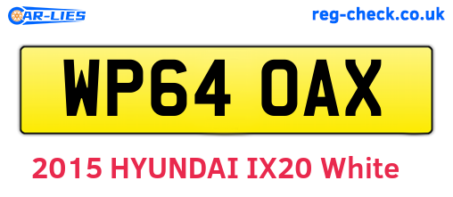 WP64OAX are the vehicle registration plates.