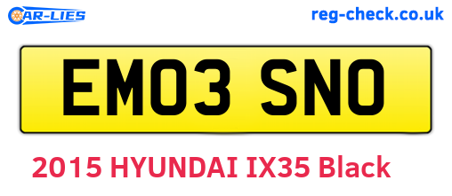 EM03SNO are the vehicle registration plates.
