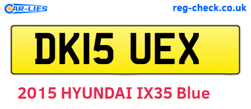 DK15UEX are the vehicle registration plates.