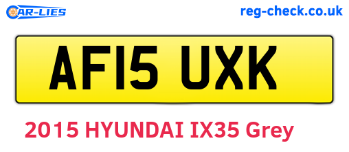AF15UXK are the vehicle registration plates.