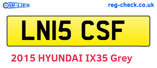 LN15CSF are the vehicle registration plates.