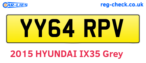 YY64RPV are the vehicle registration plates.