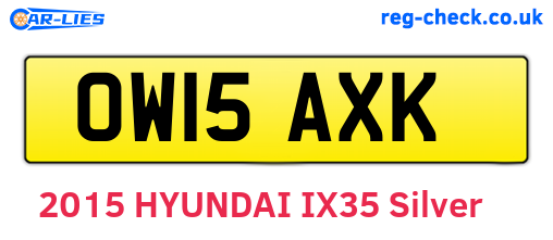 OW15AXK are the vehicle registration plates.