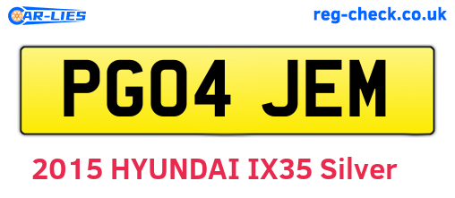 PG04JEM are the vehicle registration plates.