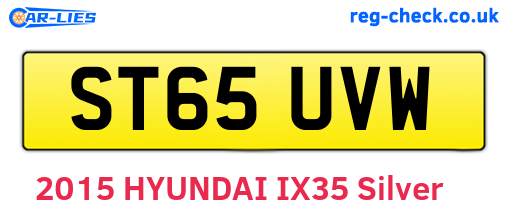ST65UVW are the vehicle registration plates.