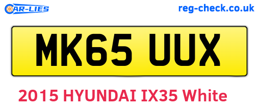 MK65UUX are the vehicle registration plates.