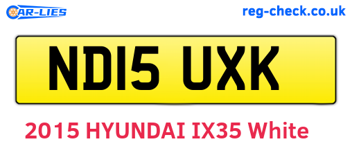 ND15UXK are the vehicle registration plates.