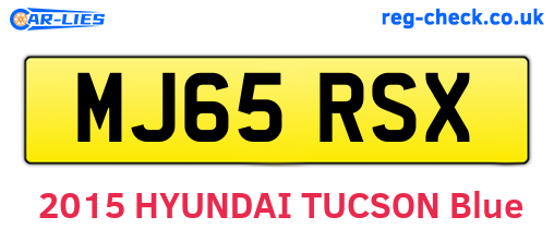 MJ65RSX are the vehicle registration plates.