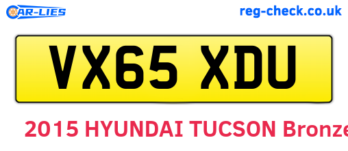 VX65XDU are the vehicle registration plates.