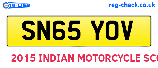 SN65YOV are the vehicle registration plates.