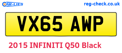 VX65AWP are the vehicle registration plates.