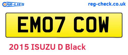 EM07COW are the vehicle registration plates.