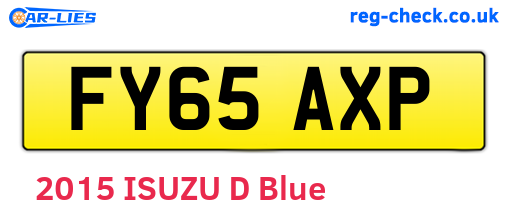 FY65AXP are the vehicle registration plates.