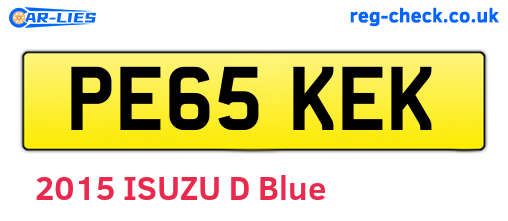 PE65KEK are the vehicle registration plates.