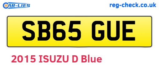 SB65GUE are the vehicle registration plates.