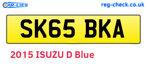 SK65BKA are the vehicle registration plates.