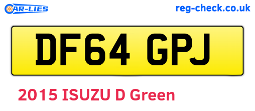 DF64GPJ are the vehicle registration plates.