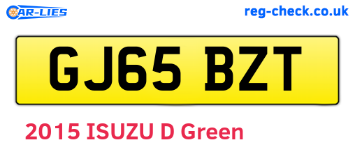 GJ65BZT are the vehicle registration plates.