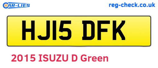 HJ15DFK are the vehicle registration plates.