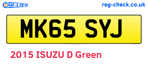 MK65SYJ are the vehicle registration plates.