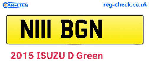 N111BGN are the vehicle registration plates.