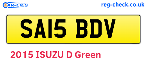 SA15BDV are the vehicle registration plates.