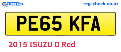 PE65KFA are the vehicle registration plates.