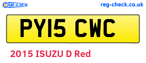 PY15CWC are the vehicle registration plates.