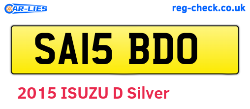 SA15BDO are the vehicle registration plates.
